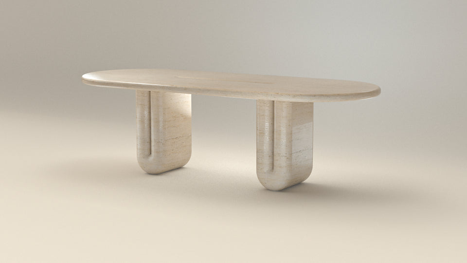 CHUBBY TRAVERTINE DINING TABLE