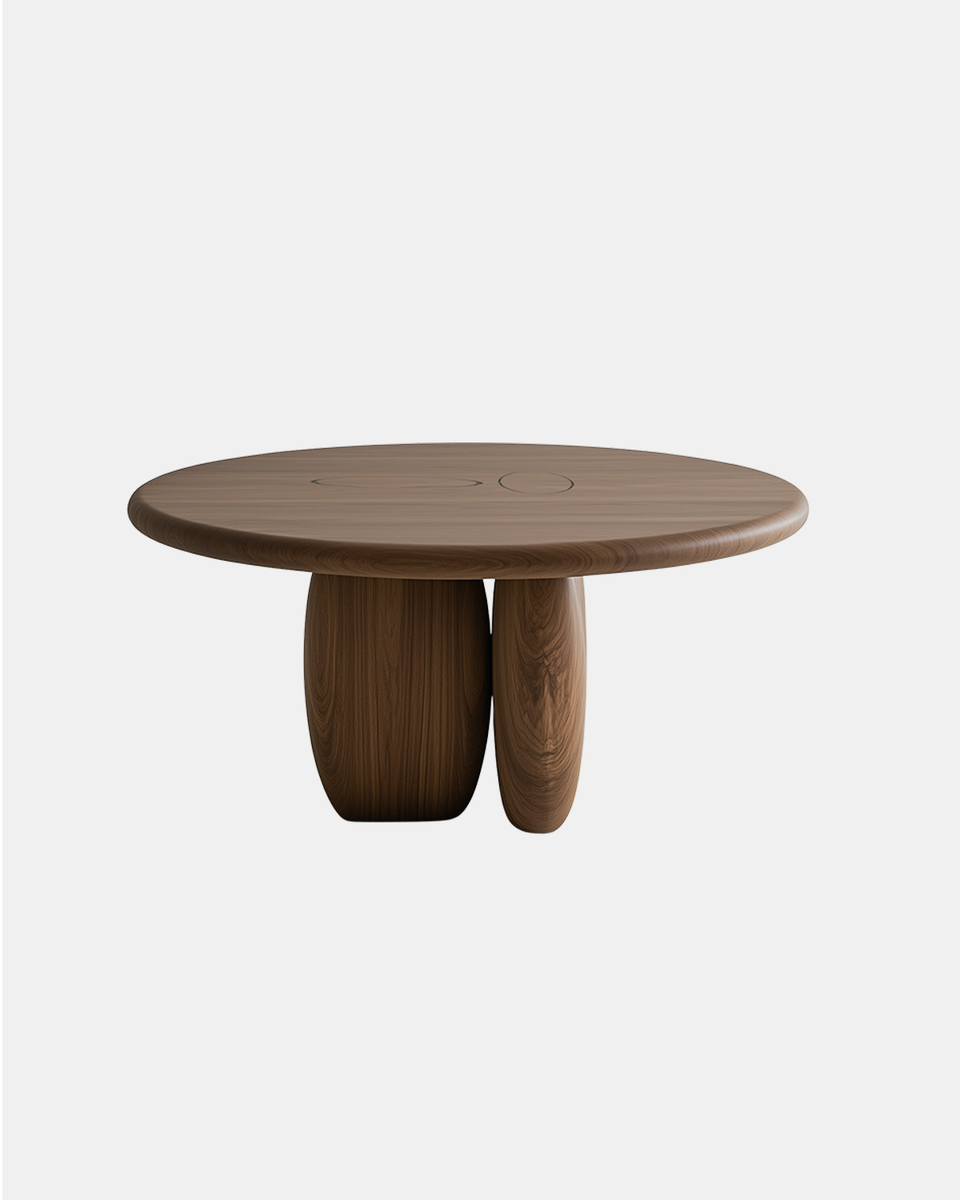 GALET WALNUT DINING TABLE ROUND ALL WOOD