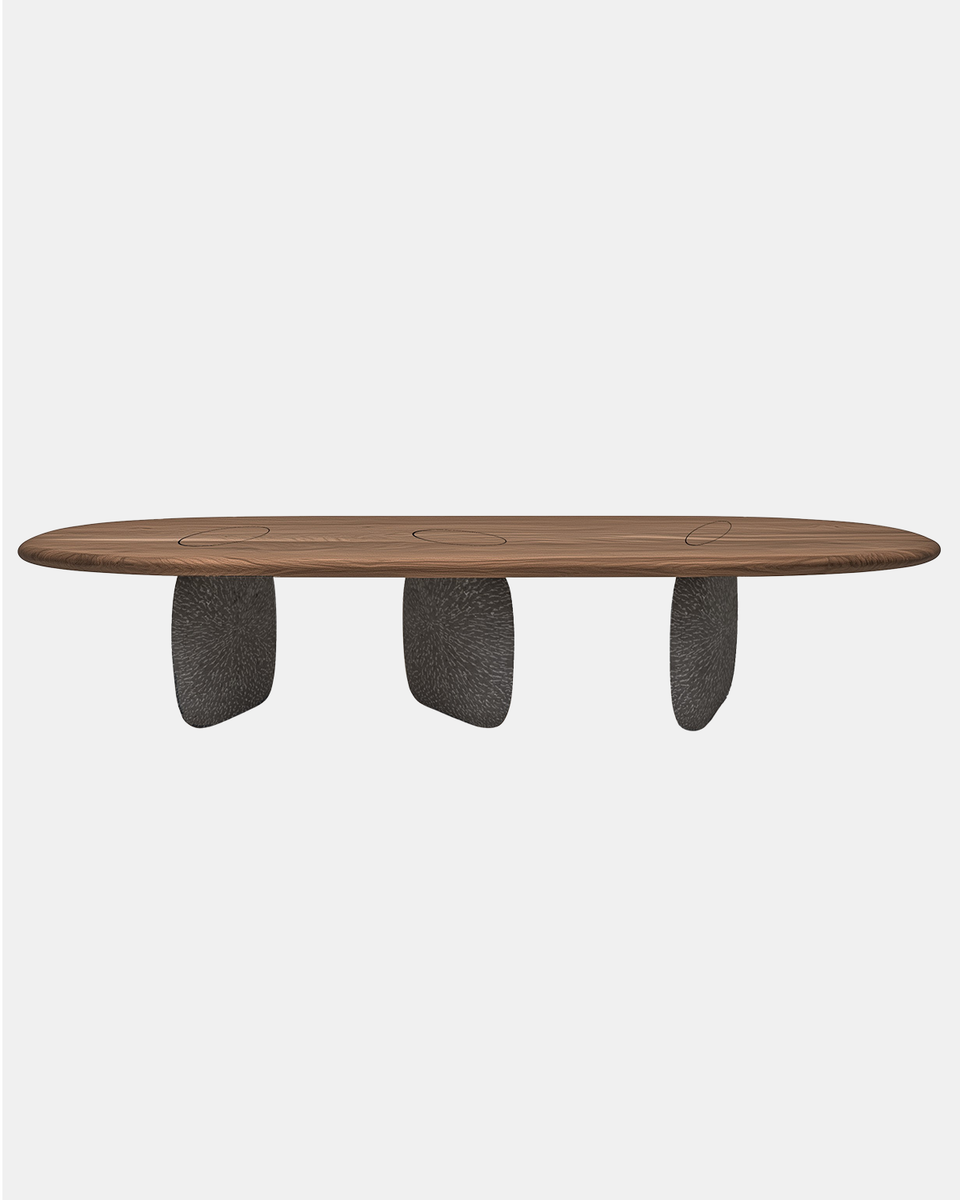 GALET WALNUT DINING TABLE STONE LEGS