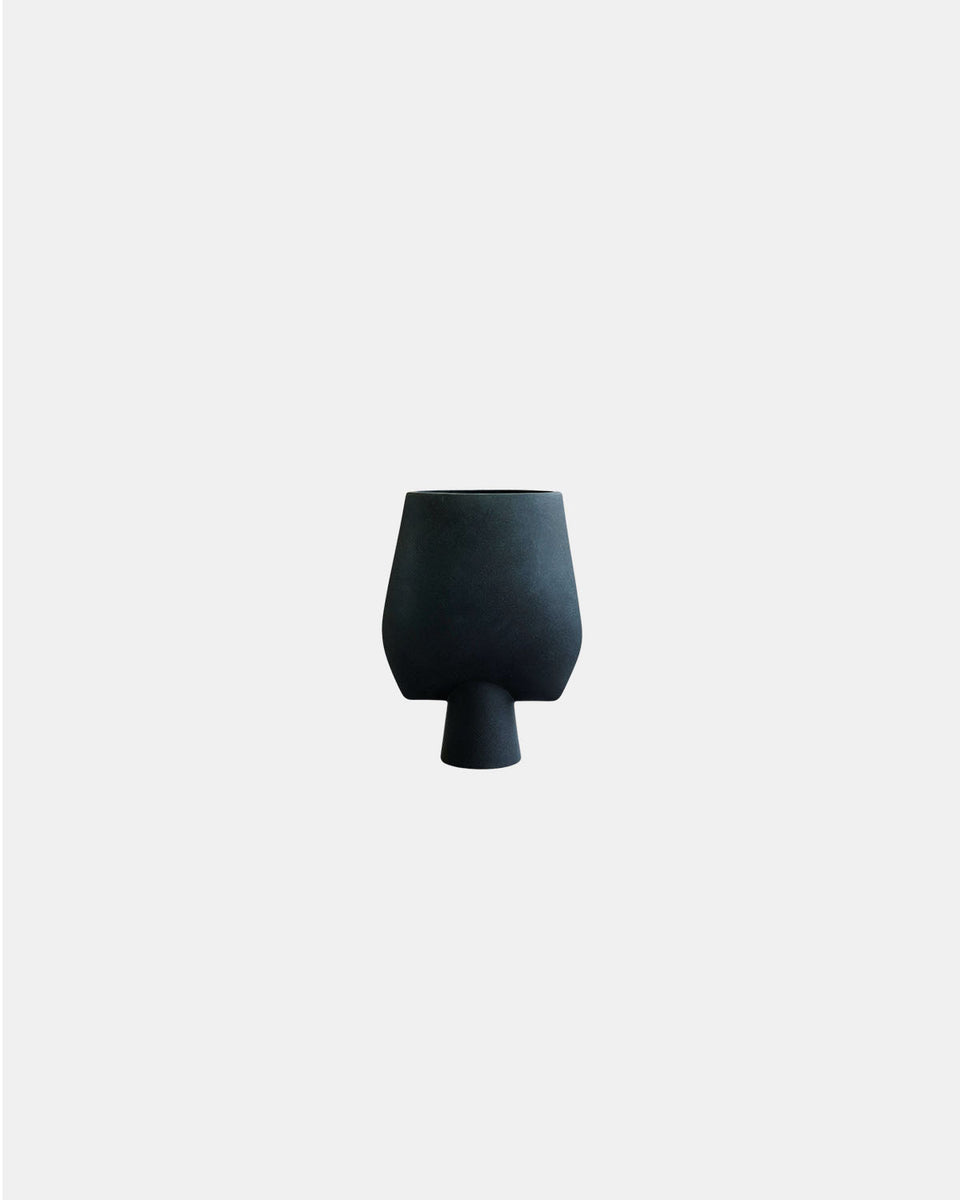 SPHERE BLACK VASE SQUARE BIG