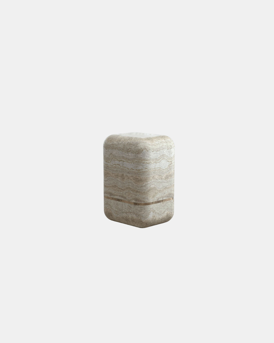 MARSHMALLOW TRAVERTINE SIDE TABLE