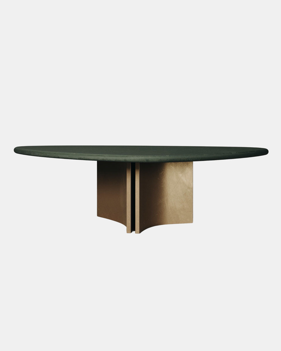 CONCEPT 1.2 MOSS AND SATIN BRASS DINING TABLE