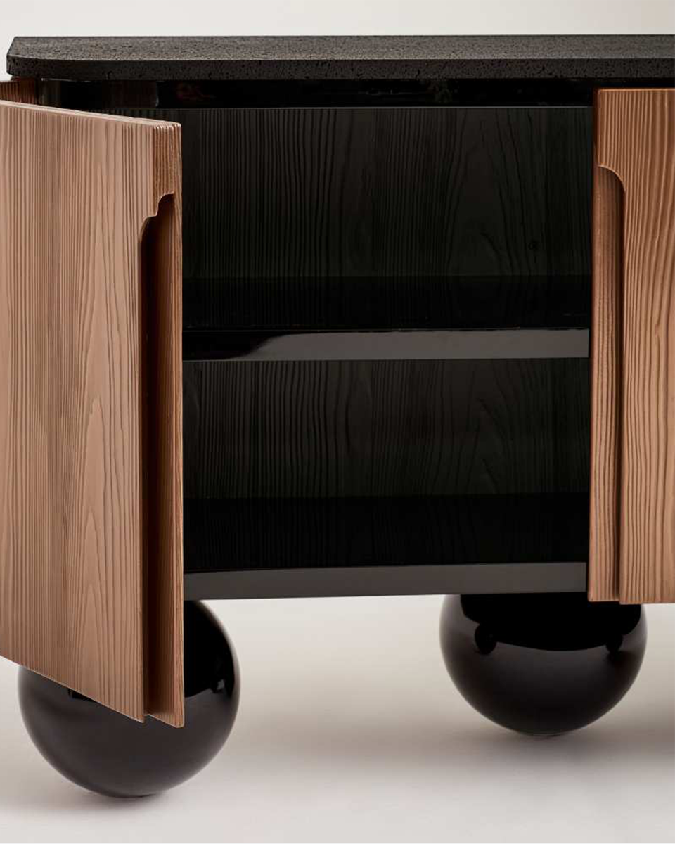 OLBIA BLACK BRUSHED OAK CONSOLE