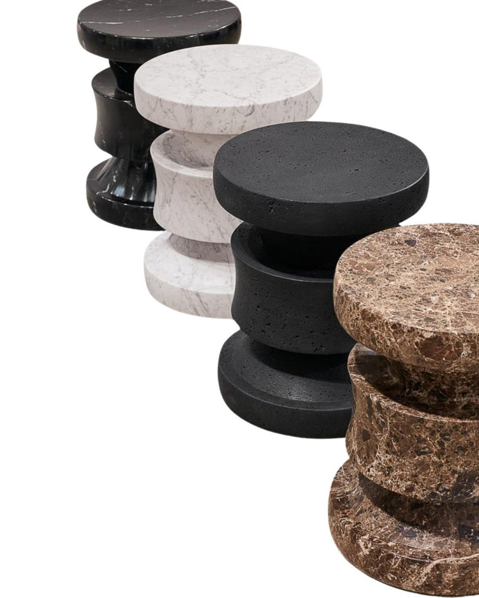 BARTH WALNUT TRAVERTINE STOOL