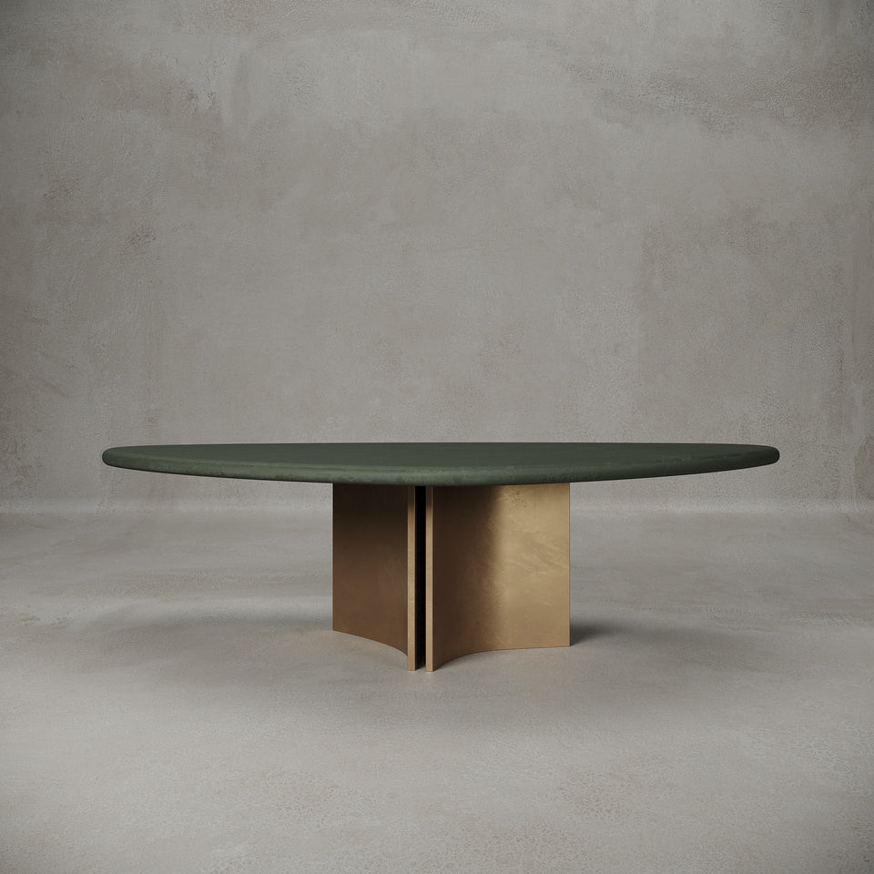 CONCEPT 1.2 MOSS AND SATIN BRASS DINING TABLE