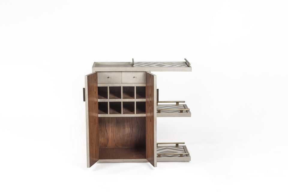 BAR TROLLEY SHAGREEN WITH 3 REMOVABLE TRAYS