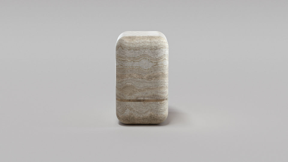 MARSHMALLOW TRAVERTINE SIDE TABLE