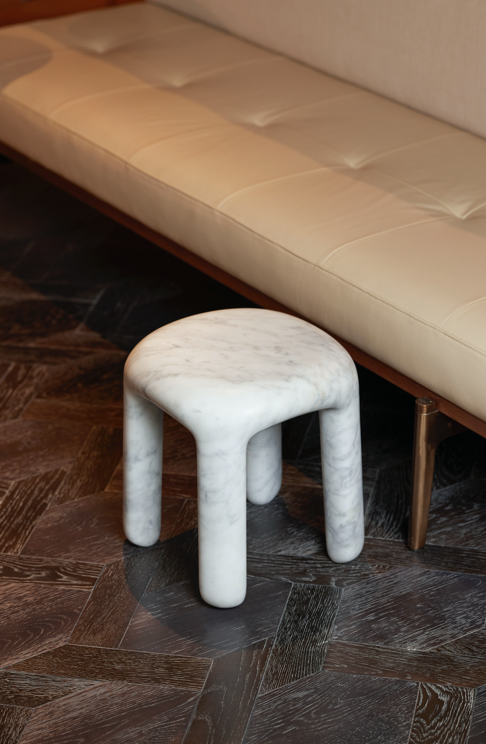 BOLD CARRARA LOW SIDE TABLE/STOOL