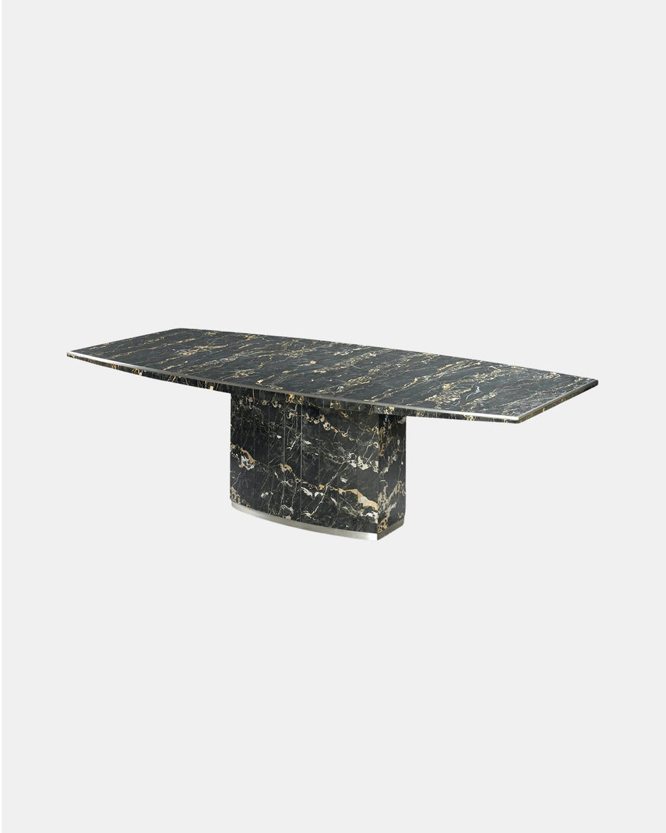 P-ELLIPTIQUE TABLE IN BRASS AND PORTORO MARBLE