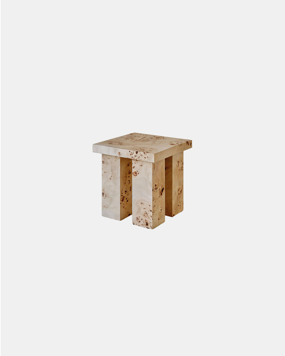 MITER SIDE TABLE BURL VENEER