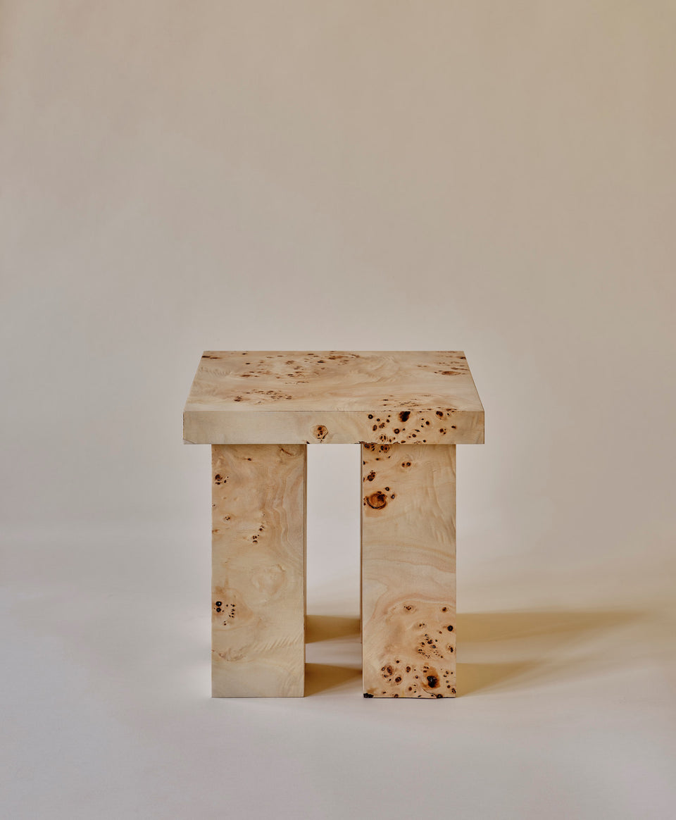 MITER SIDE TABLE BURL VENEER