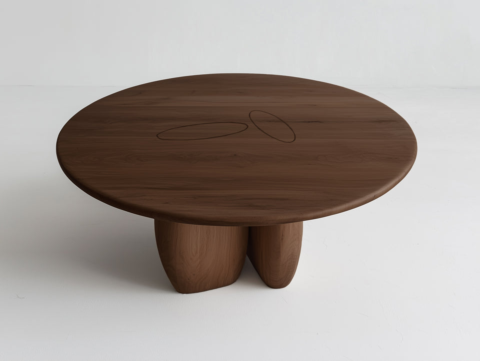 GALET WALNUT DINING TABLE ROUND ALL WOOD